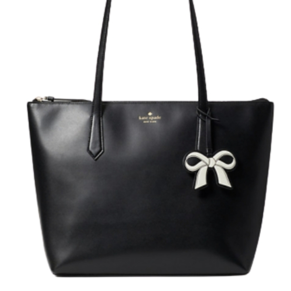 Kate Spade Black Tote with White Bow Accent - Picture 1 of 14